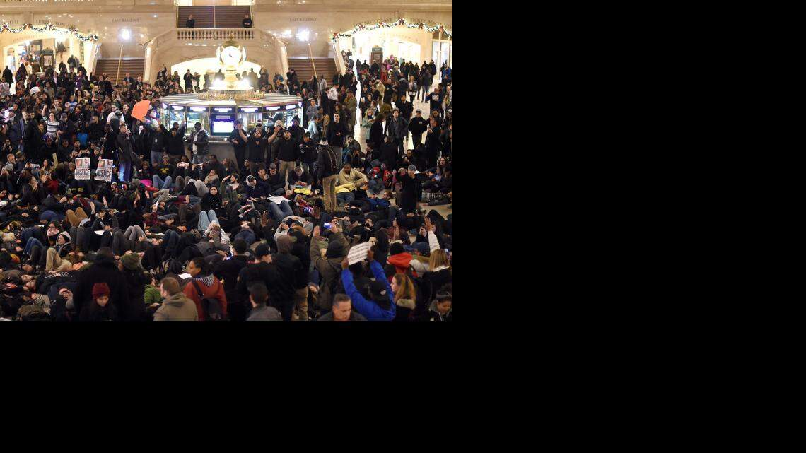 
CHOKEHOLD PROTEST: Protestors congregated in New York’s Grand Central Station after a grand jury decided not to charge a white police officer in the choking death of Eric Garner.


