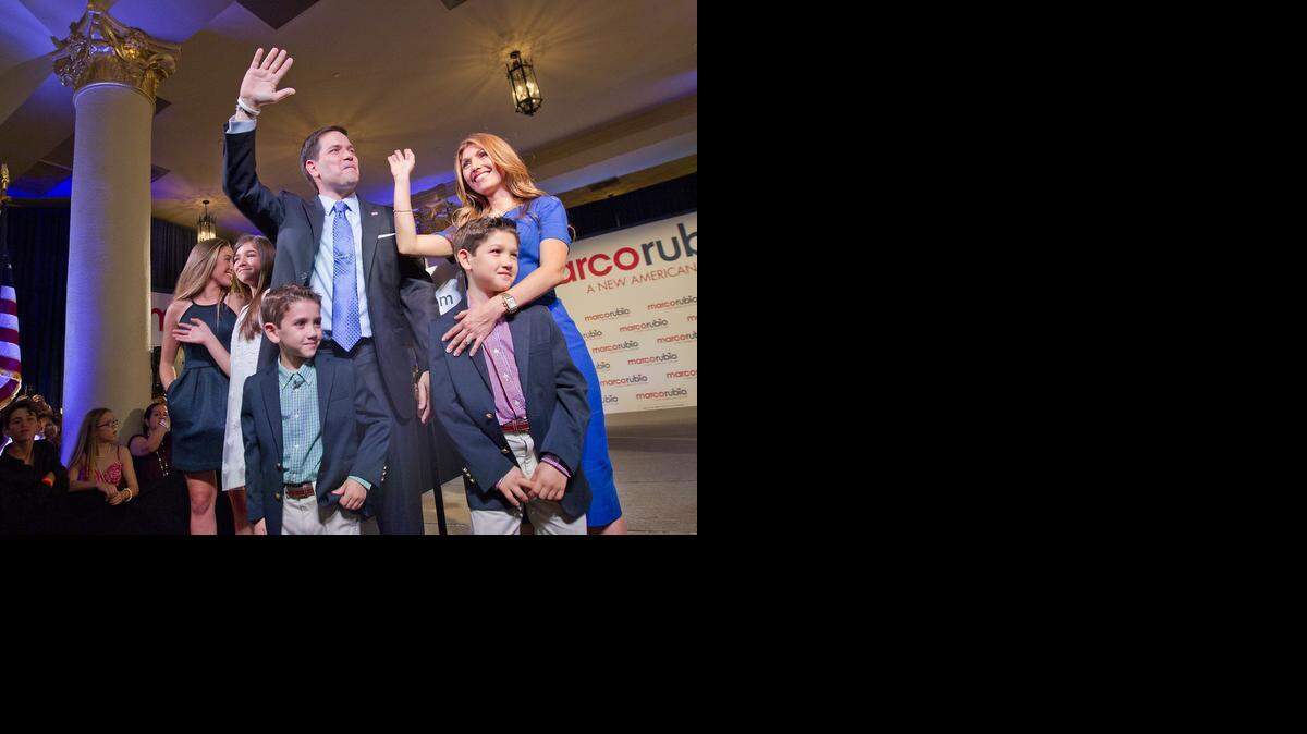 
IN THE RING: Sen. Marco Rubio announced his candidacy for president alongside his family at the Freedom Tower on Monday.
