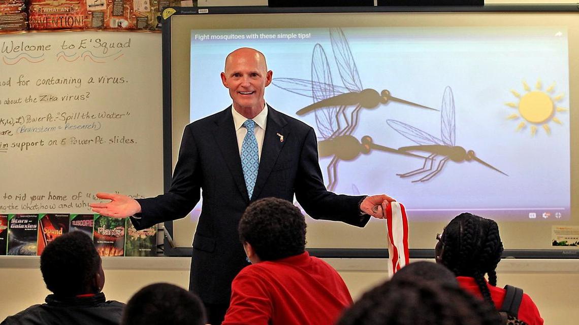 Gov. Rick Scott visited a class at Jose De Diego Middle School in Wynwood last week to tell students how to prevent the Zika virus.