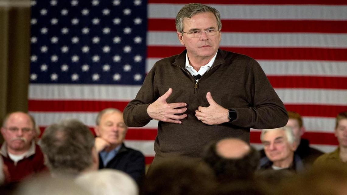 After delivering patriotic oratory, Jeb Bush asked a silent audience in New Hampshire to ‘please clap.’