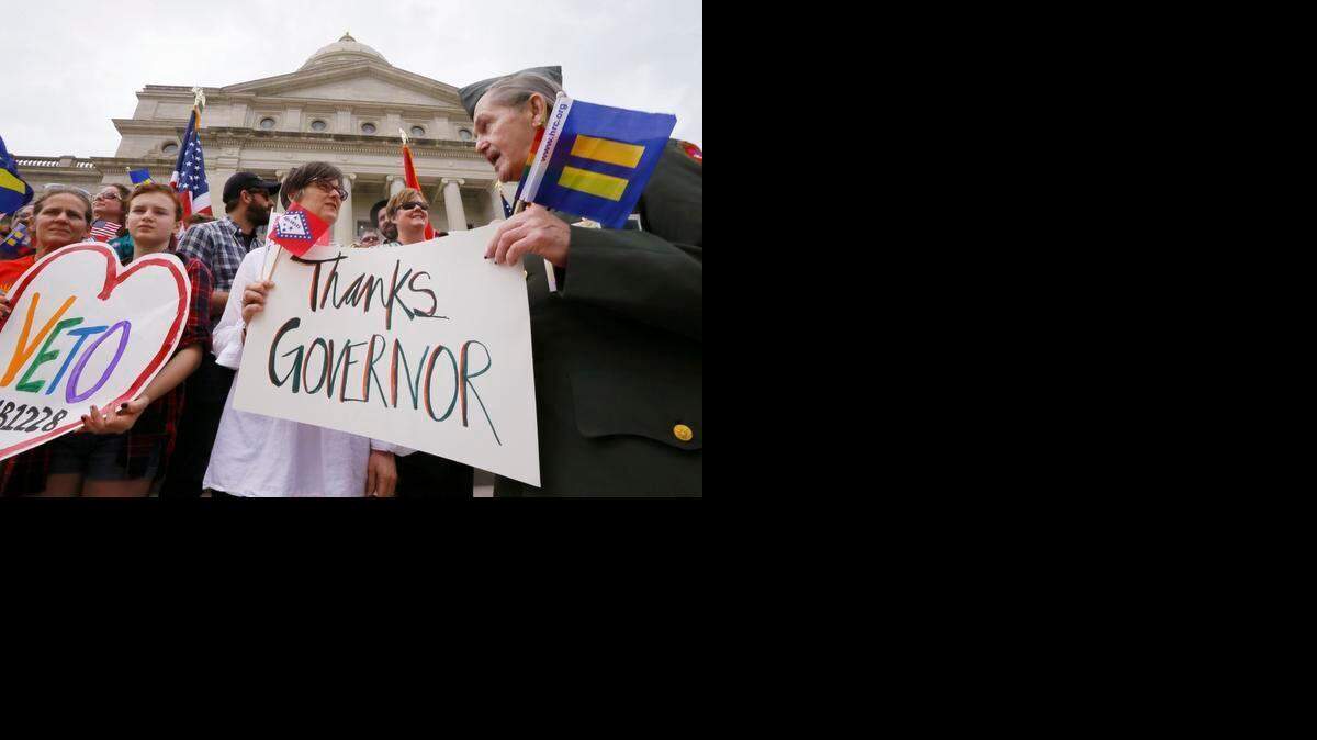 
VICTORY: LGBT activists thank Arkansas Gov. Asa Hutchinson for agreeing to change a religious objection measure that faced a backlash from businesses and gay rights groups.
