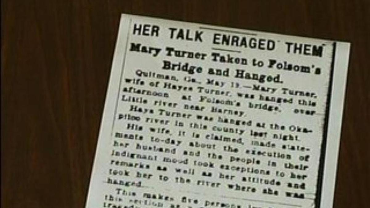 An old newspaper’s account of how Mary Turner, and her unborn child, were murdered.