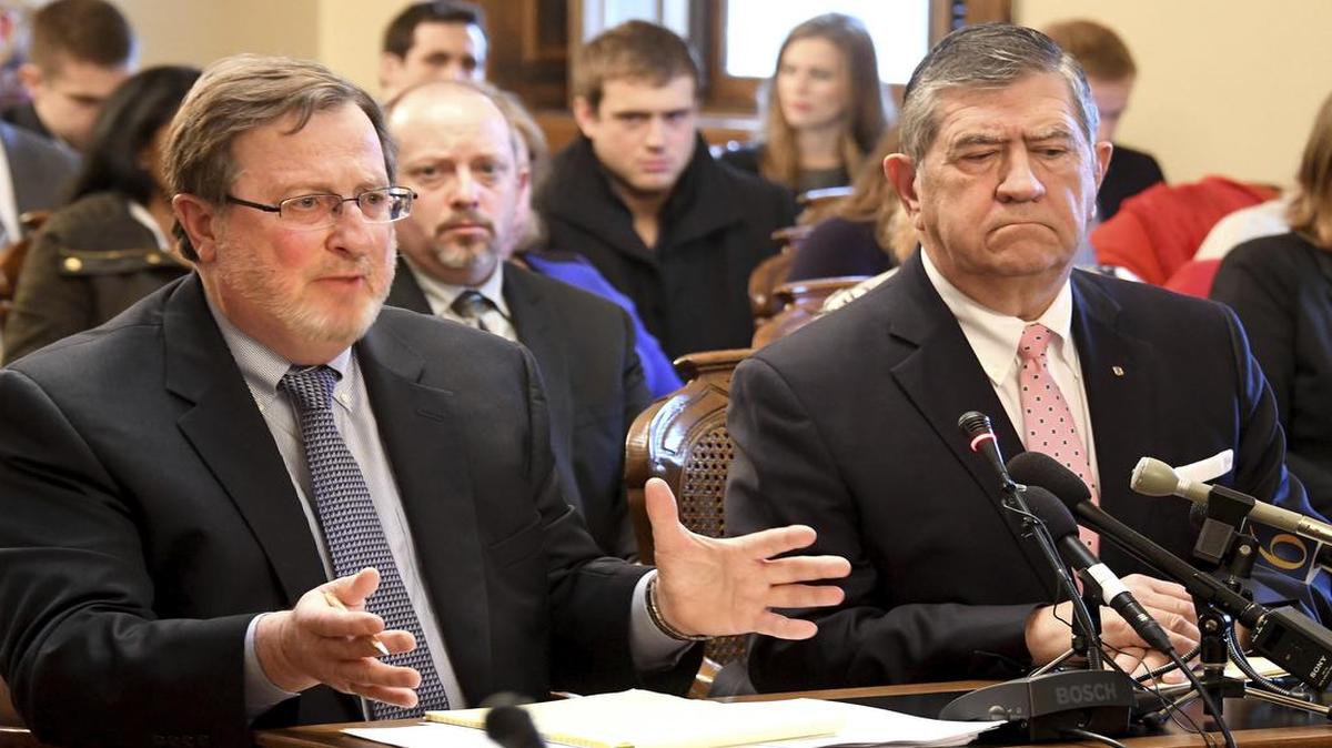 Election lawyers Gary Gordon, left, and John Pirich testified on Monday against a proposed recount before members of the Michigan Board of Canvassers.