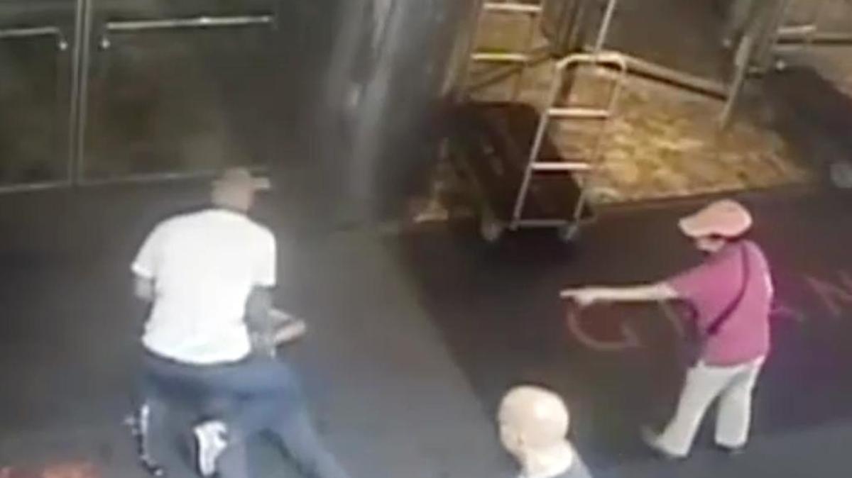 
BAD TAKEDOWN: Surveillance camera captured the mistaken arrest of former tennis star James Blake, on ground, by an NYPD plainclothes officer.
