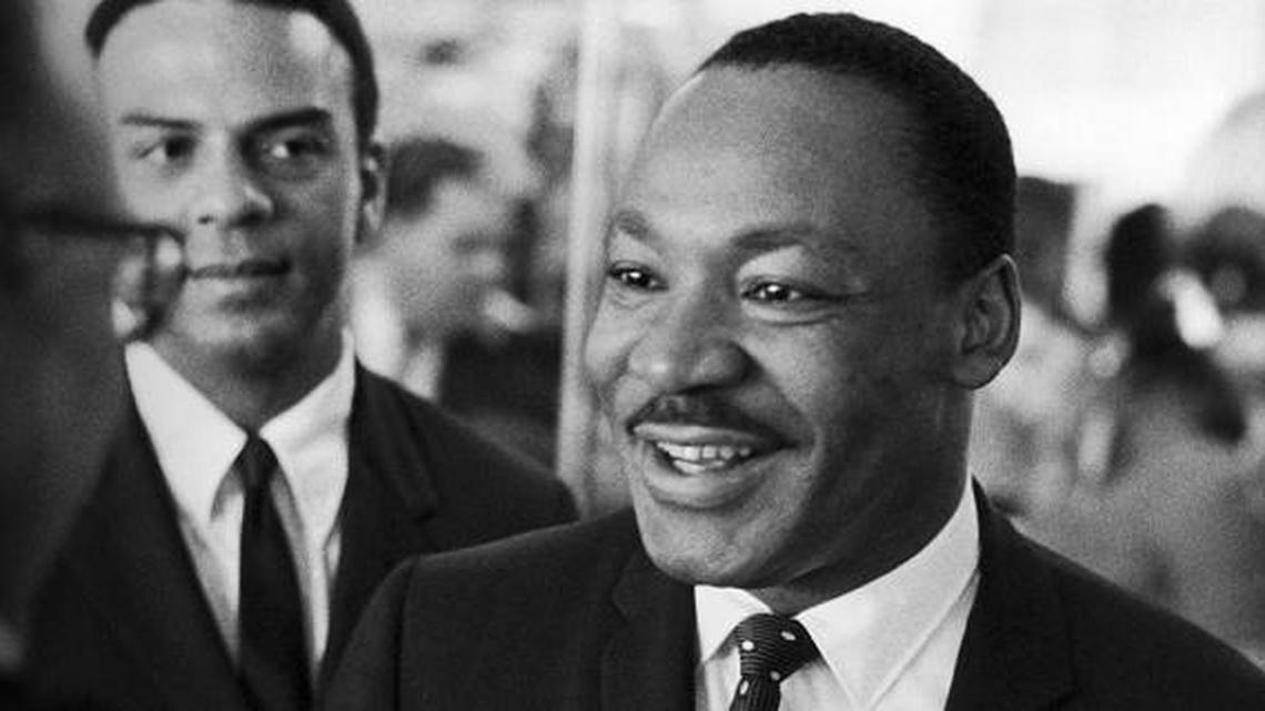 Martin Luther King Jr., with trusted lieutenant Andrew Young, behind him.