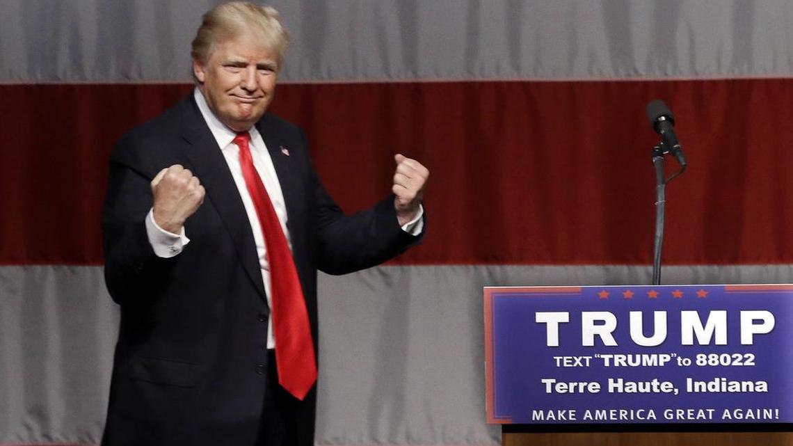 An ebullient Donald Trump campaigned in Indiana last week before claiming a victory.