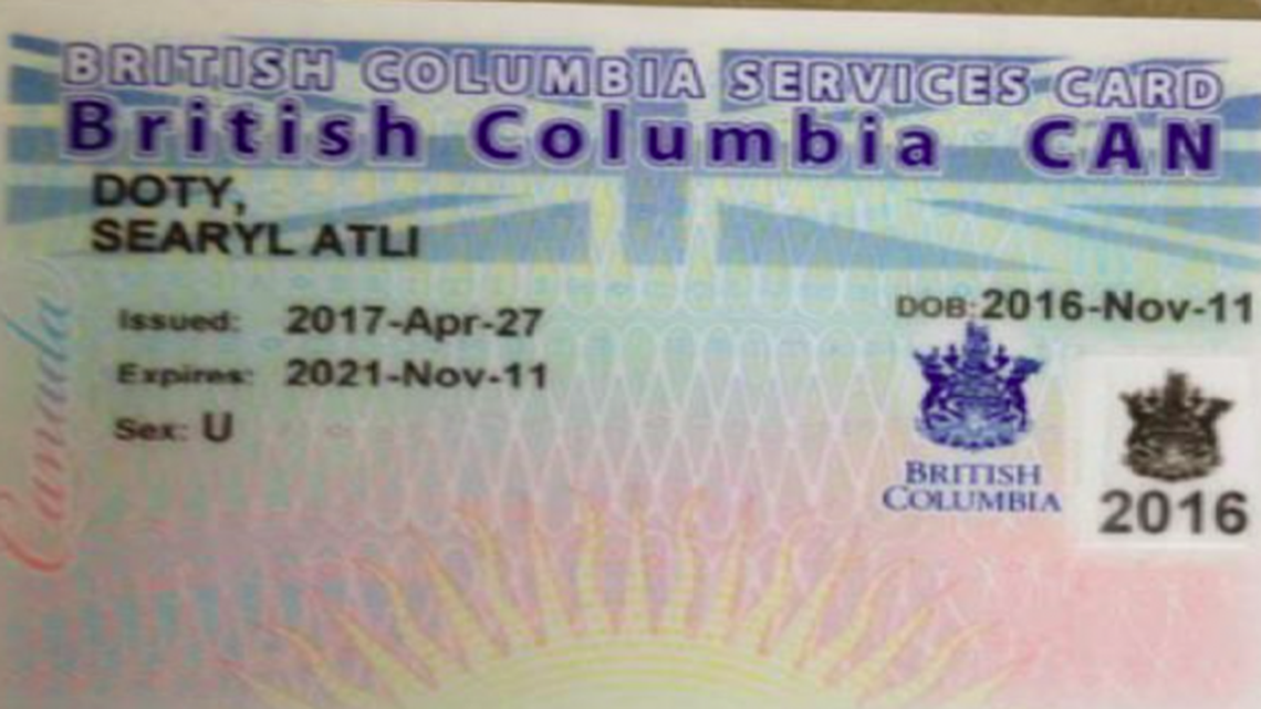 Searyl Atli Doty, of Canada, has a health care with gender marked “U” for unknown.