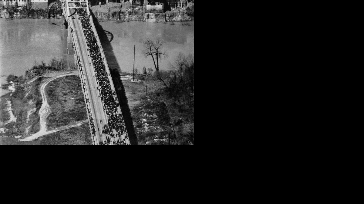 
SELMA: Civil-rights marchers under federal protection were finally able to cross the Edmund Pettus Bridge on March 21, 1965.
