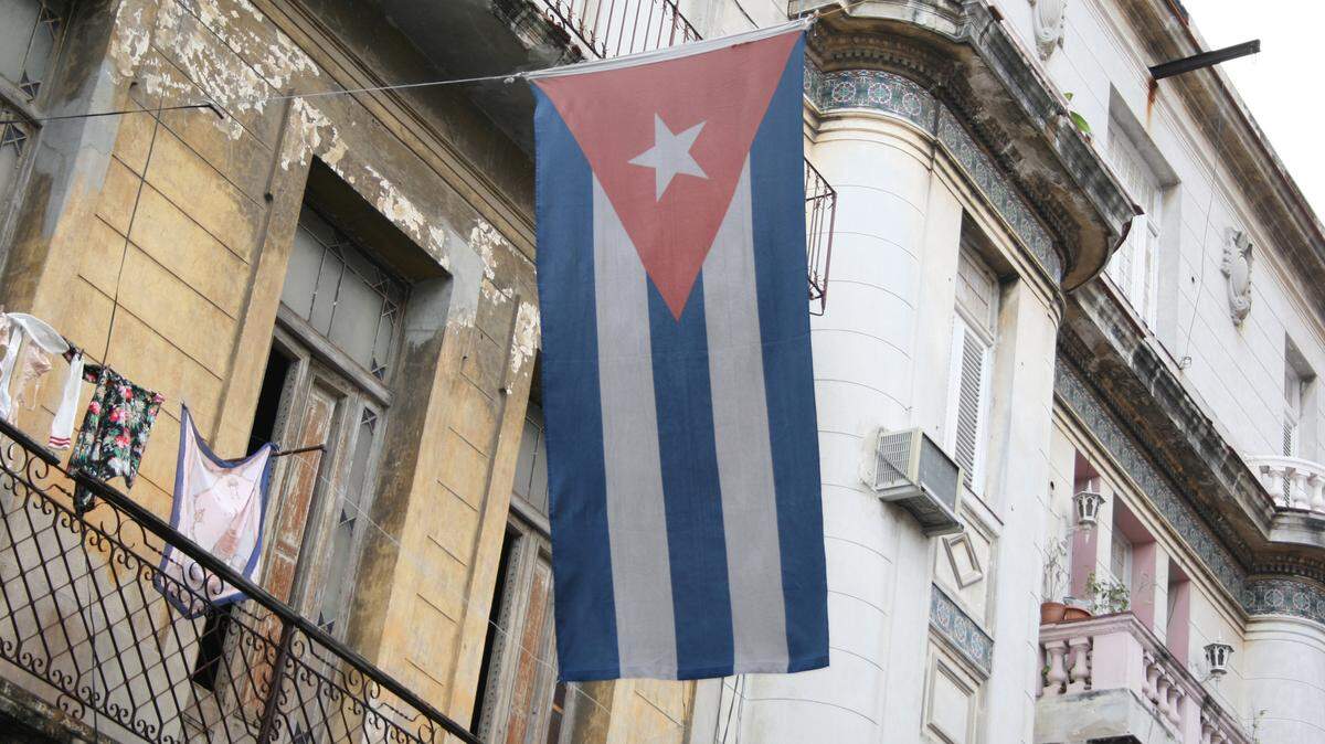 Cuban flag on a street in Havana