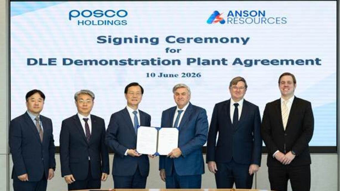 Anson and POSCO Sign Binding Agreement for DLE Demonstration Plant at Green River 