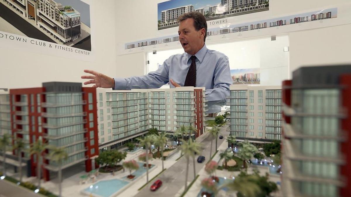 Sergio Pino, the president, CEO and founder of Century Homebuilders Group, at the company’s Midtown Doral residential complex sales center.
