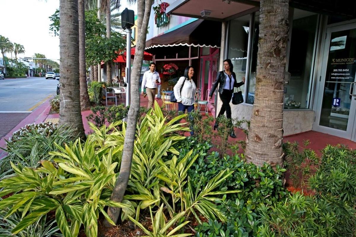Shops on Harding Avenue in Surfside. Once a sleepy retirement community, Surfside has recently been transformed into a vibrant area defined by high-end condominiums, shops and restaurants — without losing any of its charm and character.