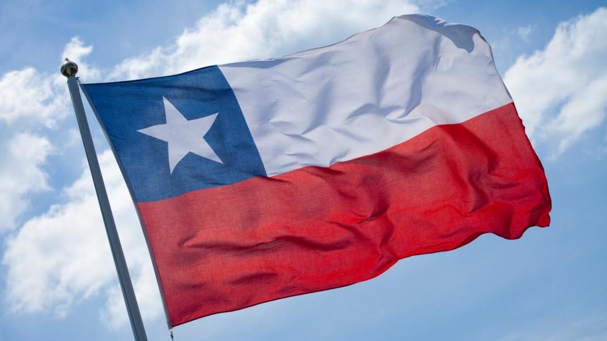 Chilean flag waving in the wind.