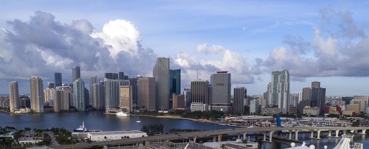 View of City of Miami skyline in 2018.
