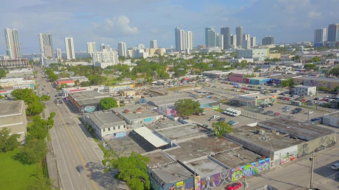 Aerial view of a Wynwood city block on Northwest Third Ave. that has been listed for sale. Asking price: $45 million.