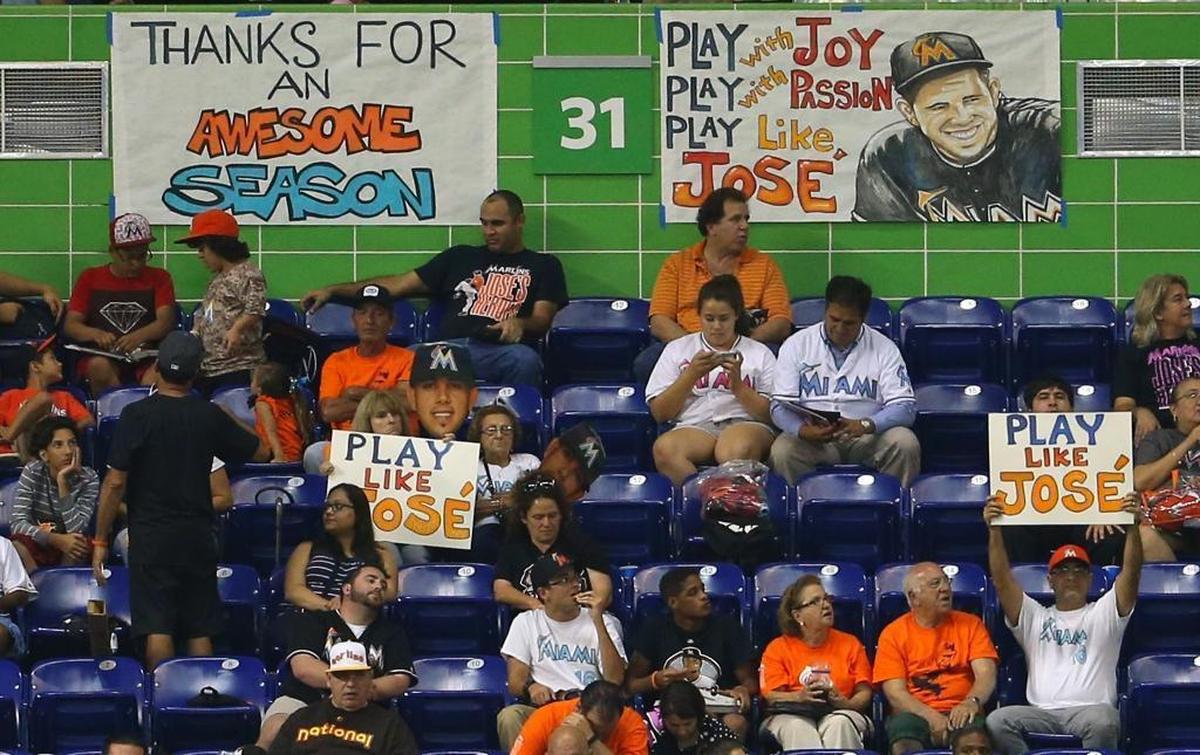 Miami Marlins fans pays tribute to late pitcher Jose Fernandez on Wed., Sept. 28, 2016 at Marlins Park.