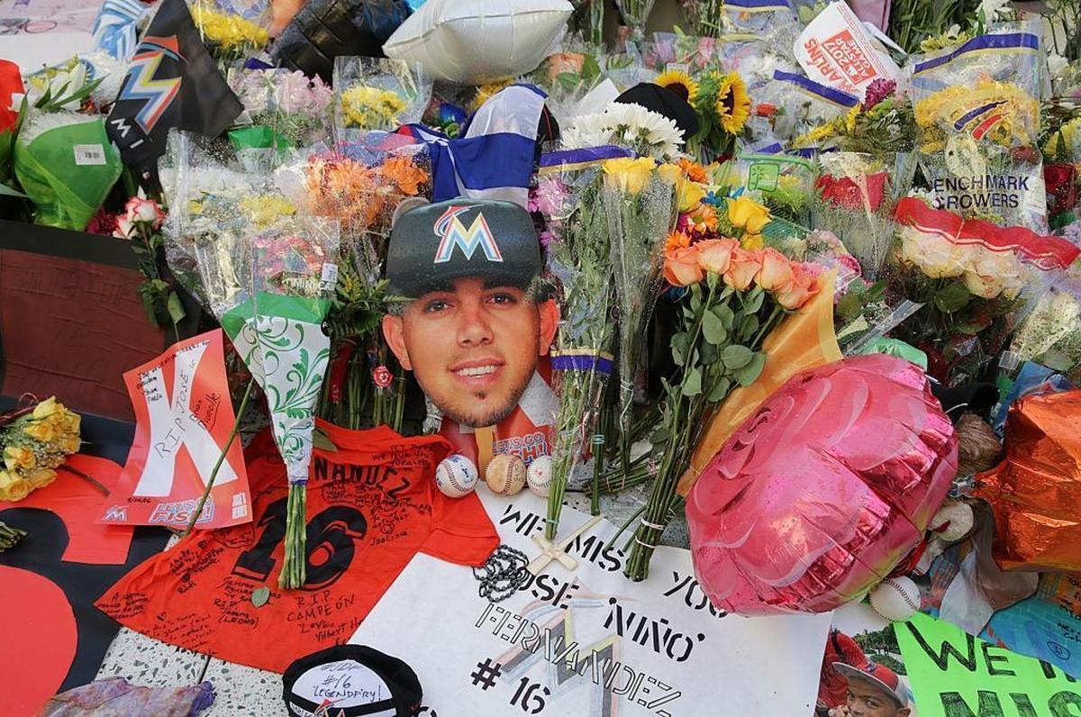 Fans paid tribute to their idol Miami Marlins' Jose Fernandez days after his death, at Marlins Park in Little Havana in Miami on Tuesday, September 27, 2016.