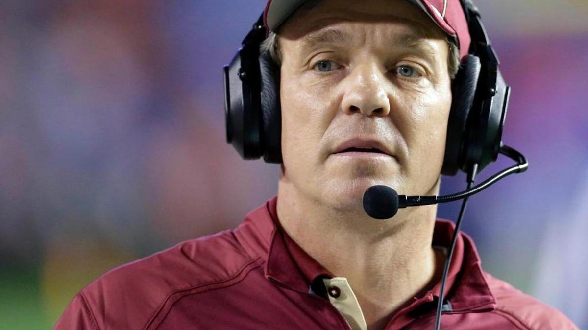 Florida State coach Jimbo Fisher pictured in 2015 as the Seminoles play the rival Florida Gators.