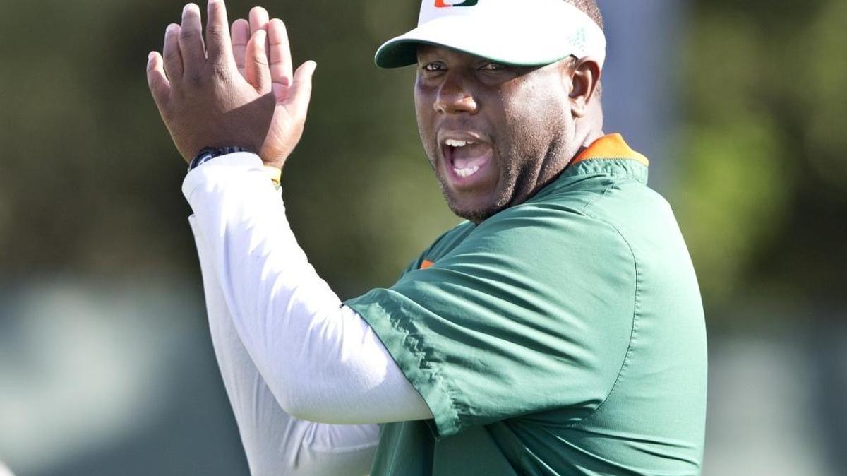 University of Miami interim head coach Larry Scott at practice Tuesday, October 27, 2015.