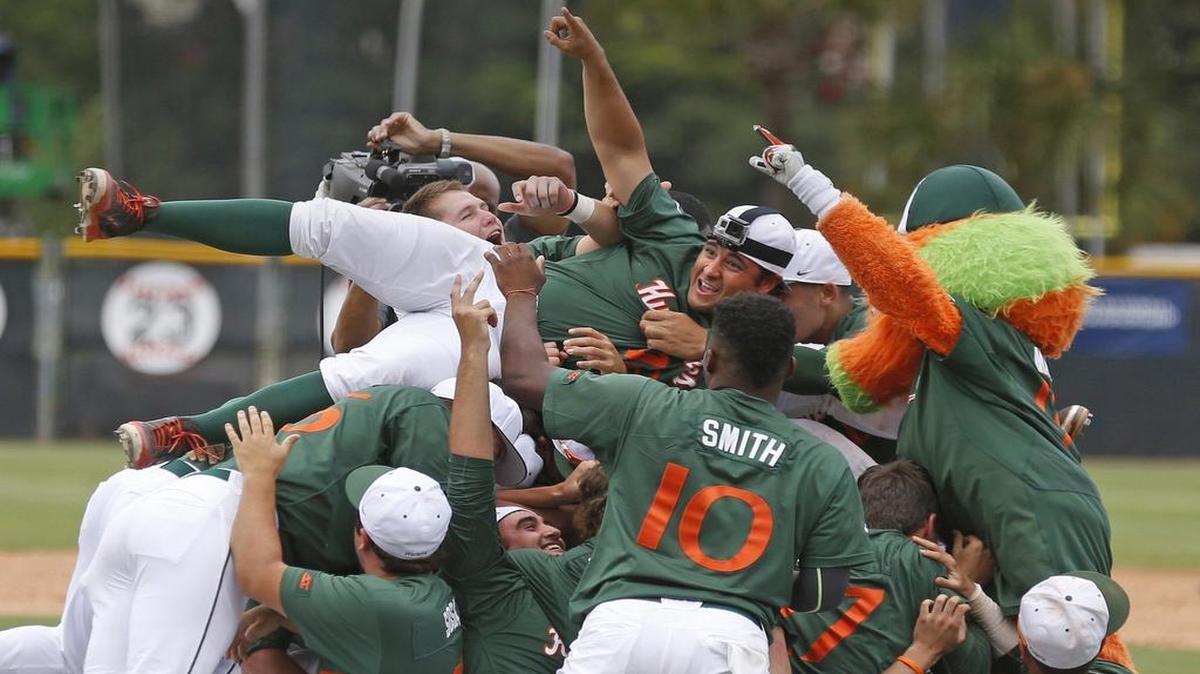 
The University of Miami defeats VCU 10-3 at Mark Light Field during the NCAA Super Regional in Coral Gables on Saturday, June 6, 2015.
