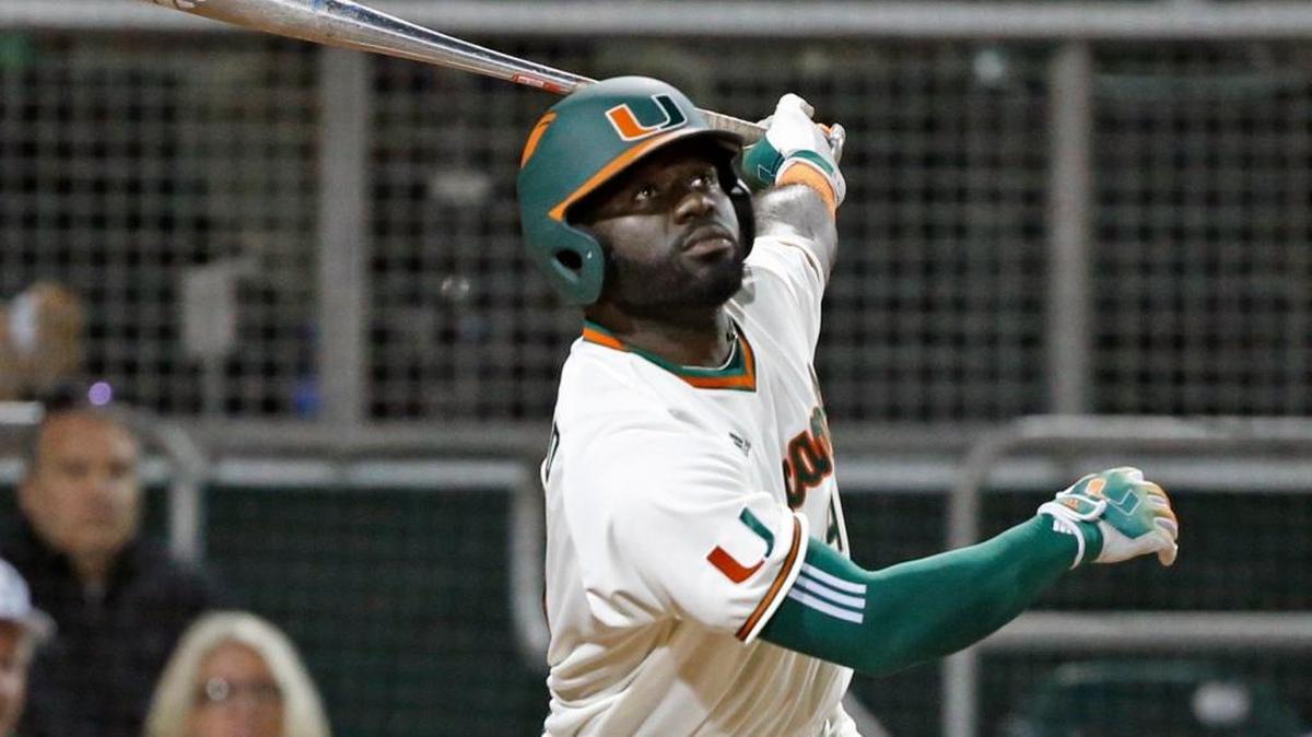 UM outfielder Jacob Heyward went 3 for 3 to help the Canes defeat Maine 6-2 at Mark Light Field on Tuesday, March 8, 2016.