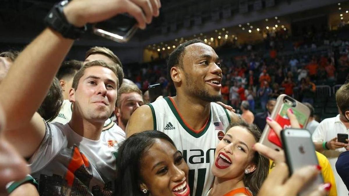Freshman Bruce Brown (No. 11) scored 25 points to lead the University of Miami to a 55-50 win over Duke on Saturday. Monday night, he hopes to do the same against Virginia Tech.