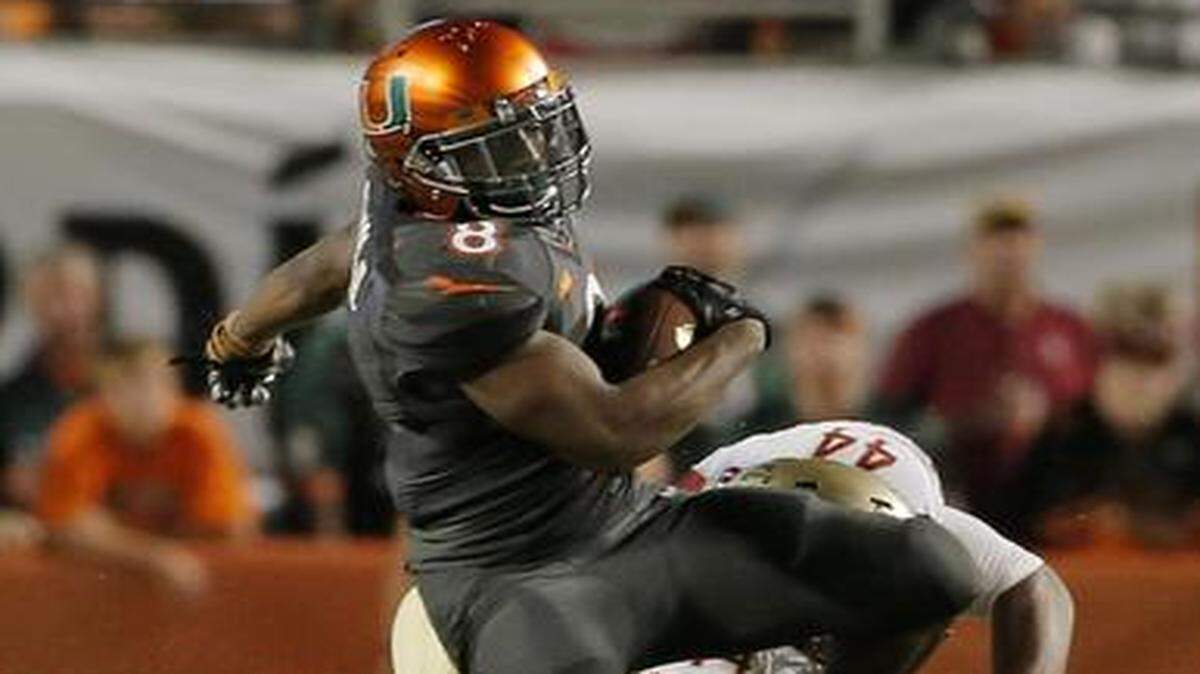 
Duke Johnson’s 1,431 yards rank second all-time at the University of Miami for a single season and he already owns the all-purpose career record with 5,238 yards. 
