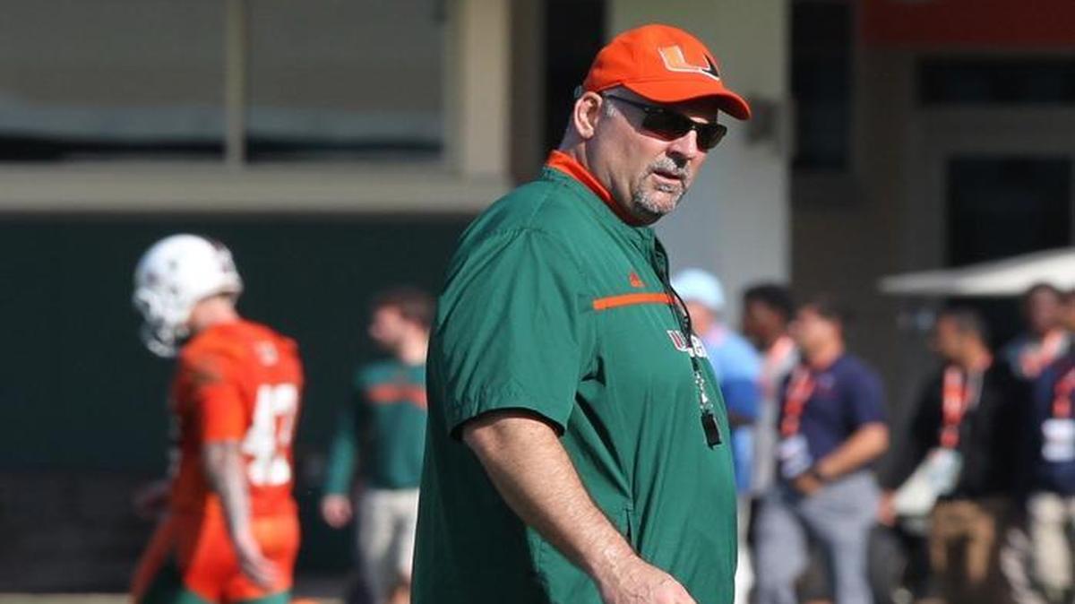 Craig Kuligowski, assistant coach/defensive line for the University of Miami Football team, at practice Thurs. March 17, 2016.