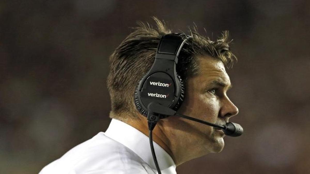 
UM head coach Al Golden reacts as Miami trails in the first half. Florida State University hosts the University of Miami at Doak Campbell Stadium in Tallahassee on Saturday, October 10, 2015.
