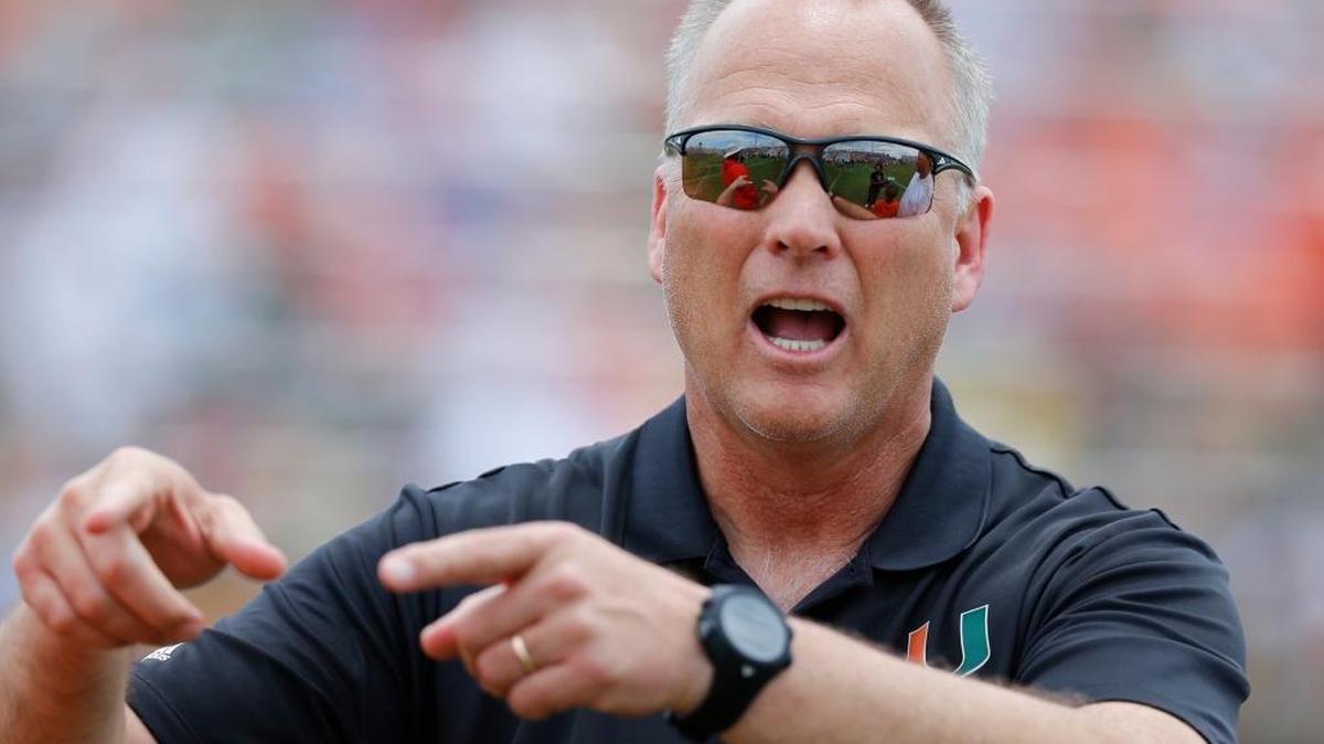 University of Miami head coach Mark Richt gestures during spring football game at Lockhart Stadium on Saturday, April 16, 2016.