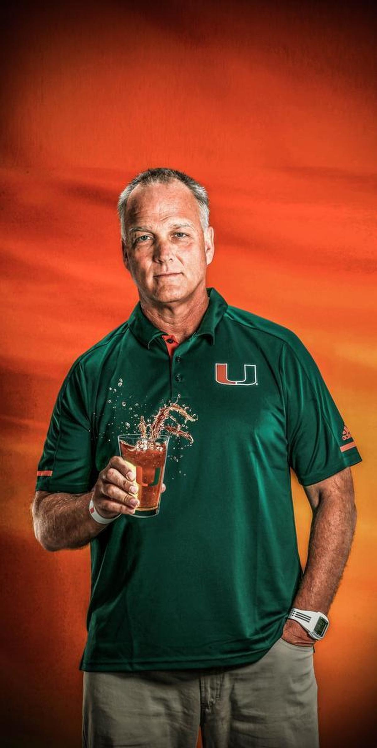 Miami football coach Mark Richt poses for the cover of the Miami Herald’s 2017 football preview section.