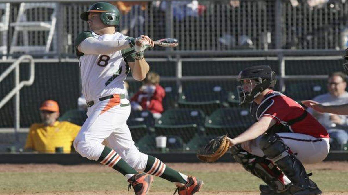 
UM’s David Thompson hit a three-run homer and sacrifice fly for four RBI in the fourth. 

