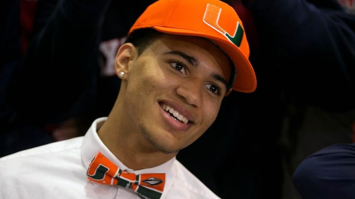Travis Horner, who signed with the University of Miami on Wednesday, can see his future teammates scrimmage at Oxbridge Academy, where he attends.