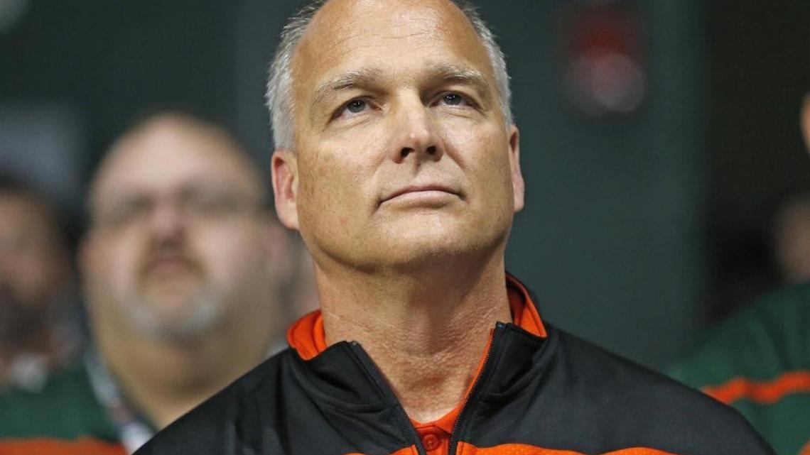 New UM football coach Mark Richt looks on during a Hurricanes men’s basketball game against Florida at BankUnited Center in Coral Gables on Tuesday, Dec. 8, 2015.