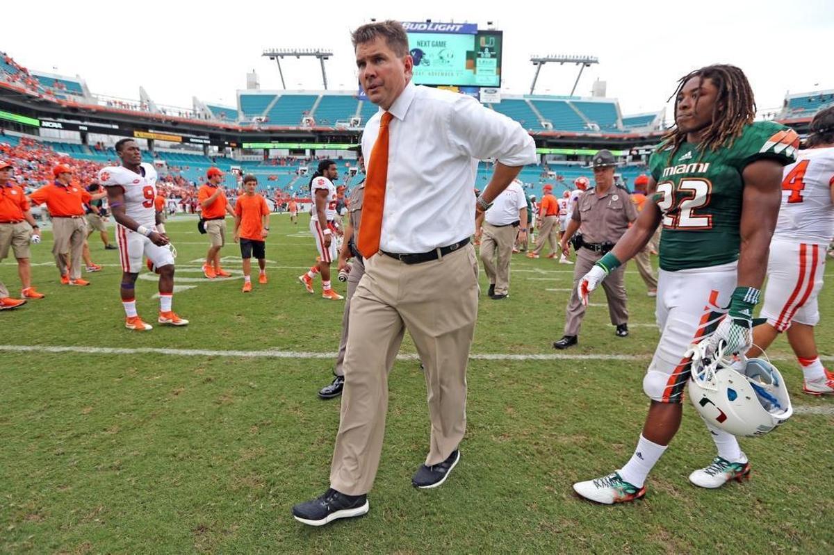 Hurricanes head coach Al Golden after the University of Miami lost to Clemson 58-0 at Sun Life Stadium on Saturday, Oct. 24, 2015.