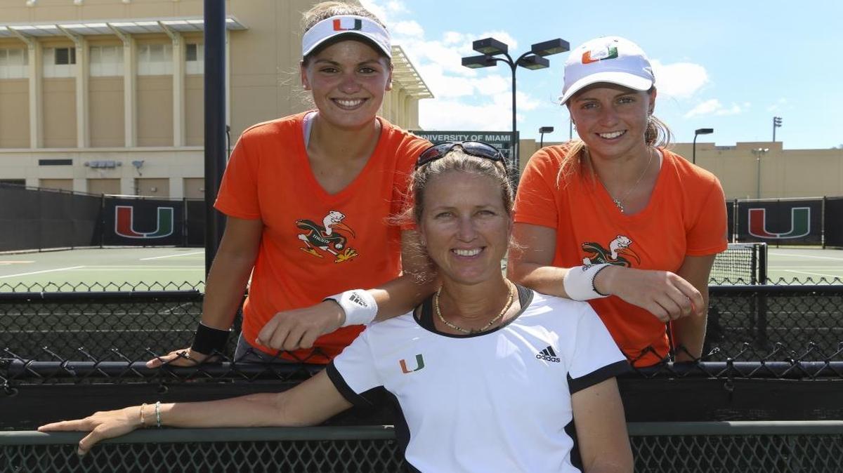 UM coach Paige Yaroshuk-Tews, with Sinead Lohan, right, and Stephanie Wagner, says of her program’s consistent excellence: ‘We’re not just good. We’re ridiculously good.’