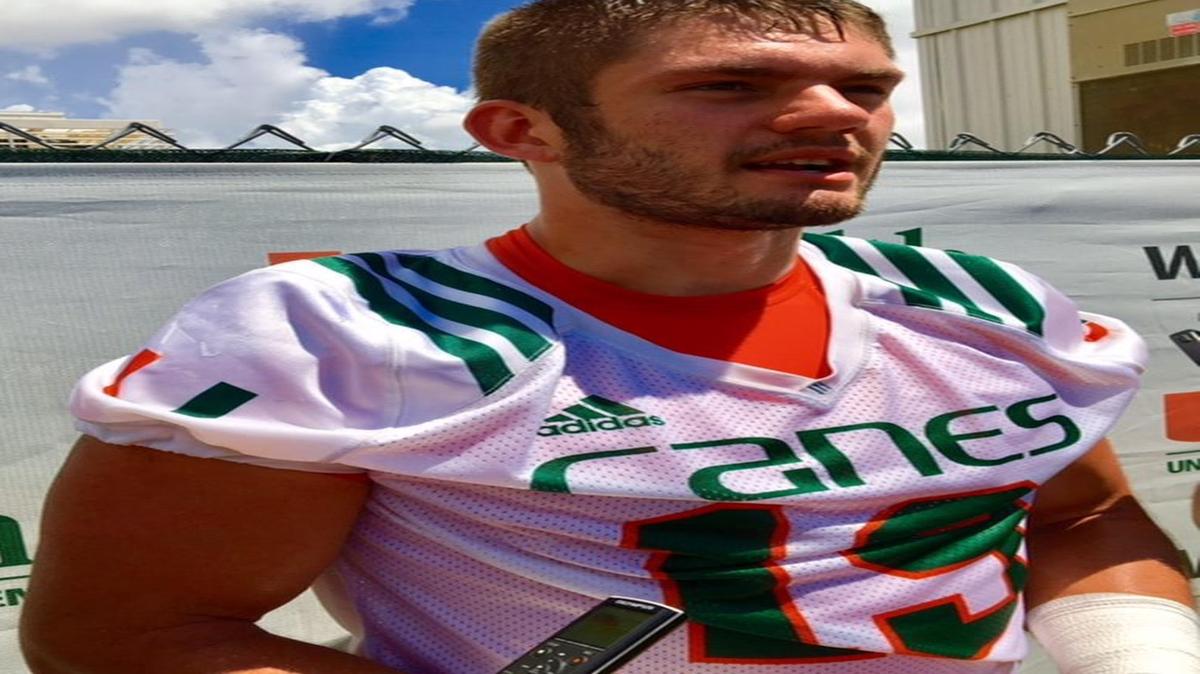 Scott Patchan is experimenting at tight end, UM coach Mark Richt said on Wednesday, Aug. 30, 2017