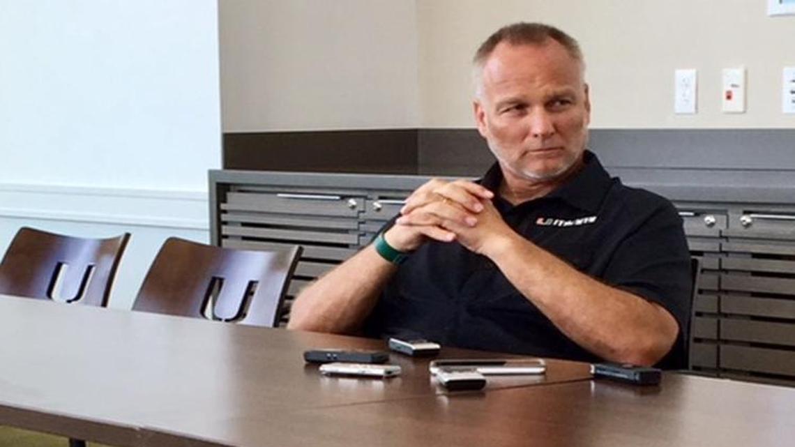 University of Miami football coach Mark Richt speaks to reporters after practice on Saturday, Aug. 5, 2017 from the Donna E. Shalala Student Center.