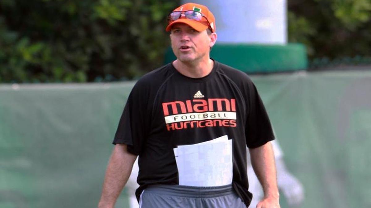 Miami Hurricanes offensive coordinator James Coley.