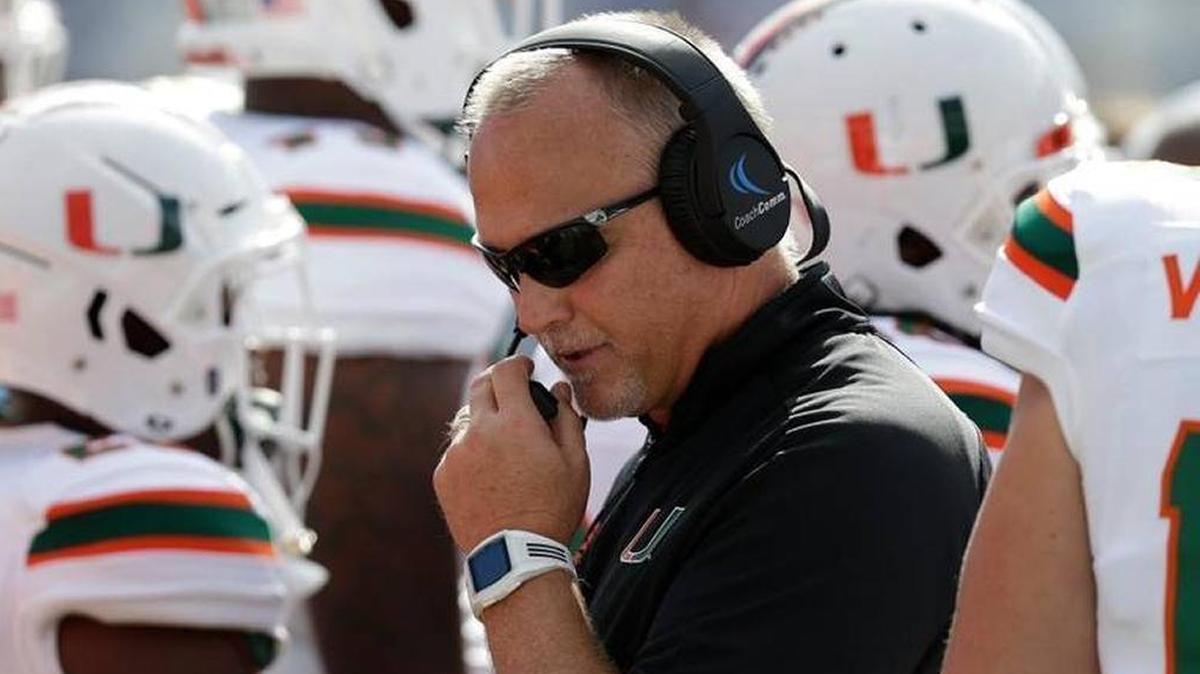 UM coach Mark Richt is shown during the first half of the North Carolina game this past Saturday, Oct. 28, 2017. The Canes are 7-0 going into the Virginia Tech game Saturday at home.
