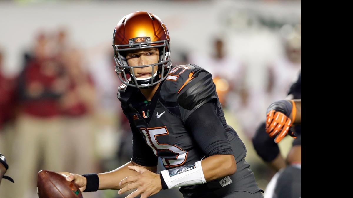 
Miami Hurricanes quarterback Brad Kaaya is coming off a stellar freshman season in which he threw for 3,198 yards, 26 touchdowns and 12 interceptions. 
