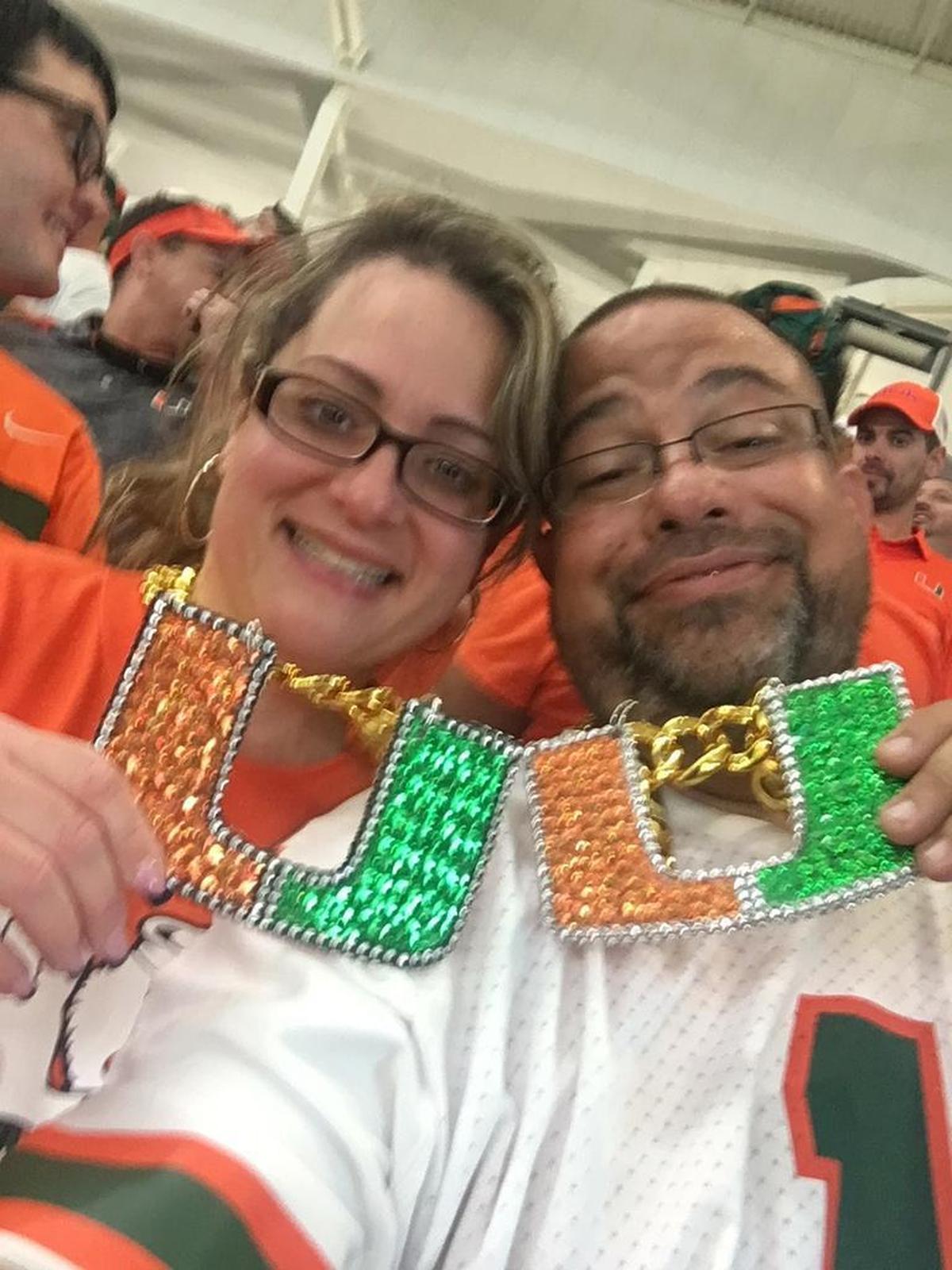 Miami Hurricane superfan Cutler Ridge Laz - whose real name is Lazaro Armando Arribas, is expected to accept a 15 year sentence for stabbing his Lehigh Acres neighbor to death during an argument over stray animals. He’s pictured here with his wife, Maureen.