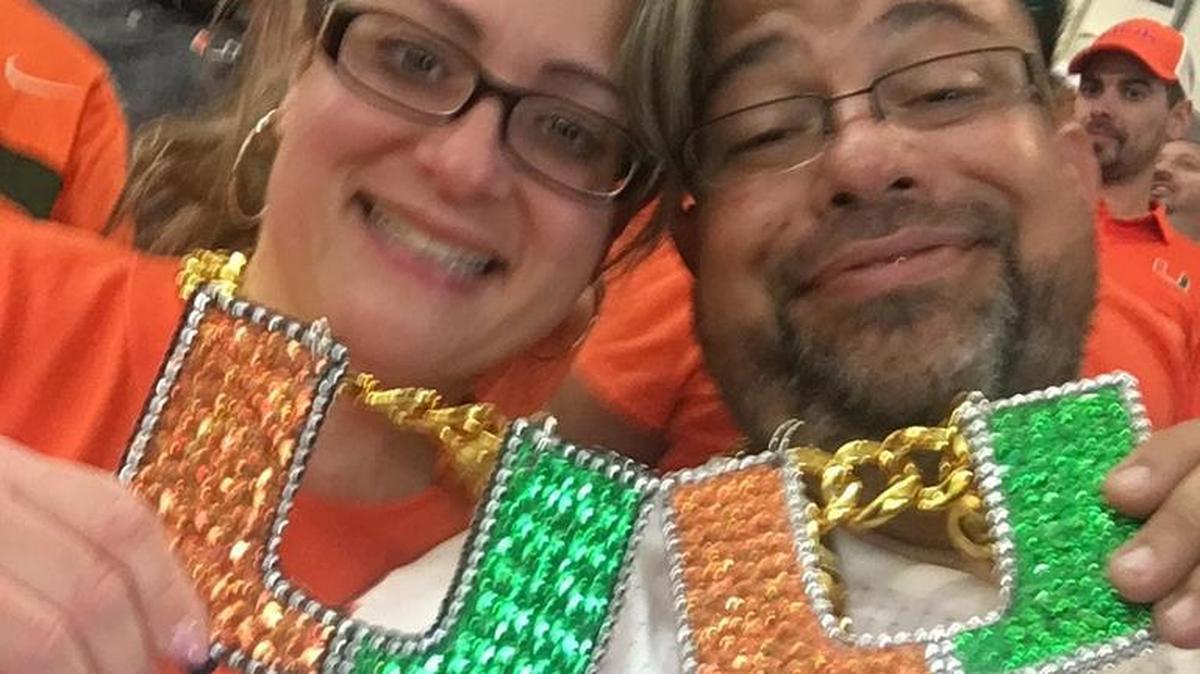 Miami Hurricane superfan Cutler Ridge Laz - whose real name is Lazaro Armando Arribas, is expected to accept a 15 year sentence for stabbing his Lehigh Acres neighbor to death during an argument over stray animals. He’s pictured here with his wife, Maureen.