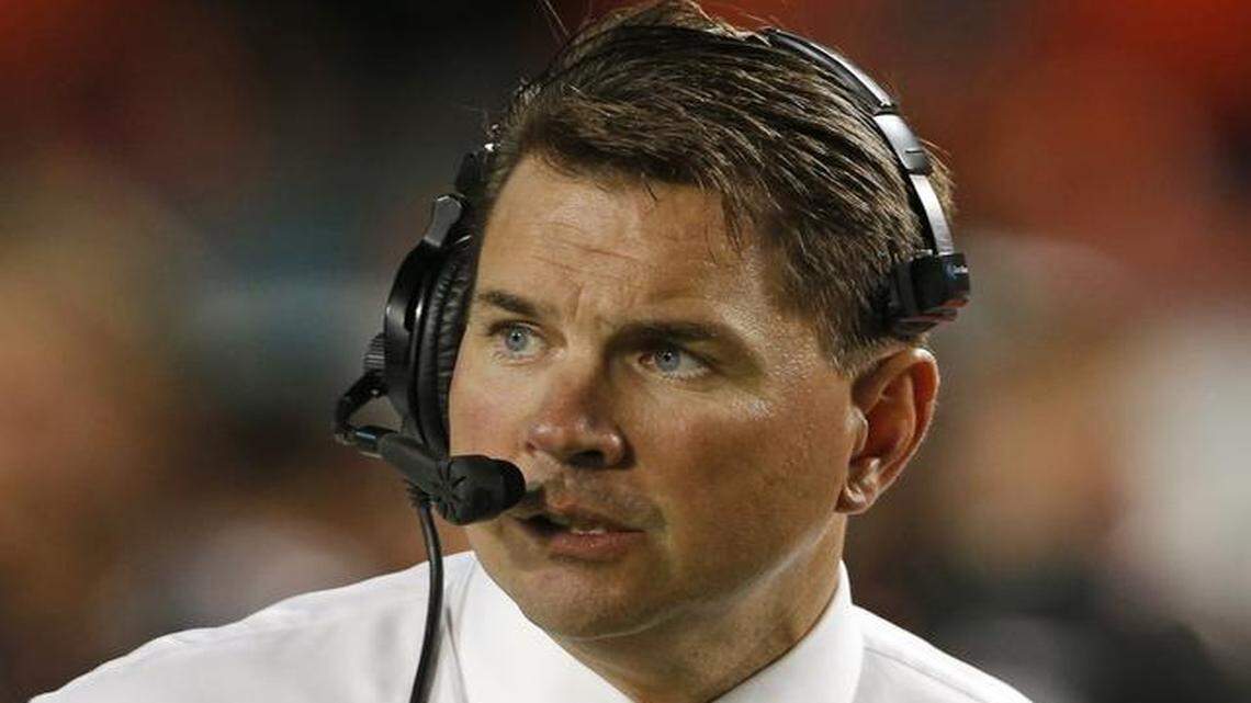 
Head coach Al Golden in the first quarter as the University of Miami hosts Pittsburgh at Sun Life Stadium on Saturday, November 29, 2014.

