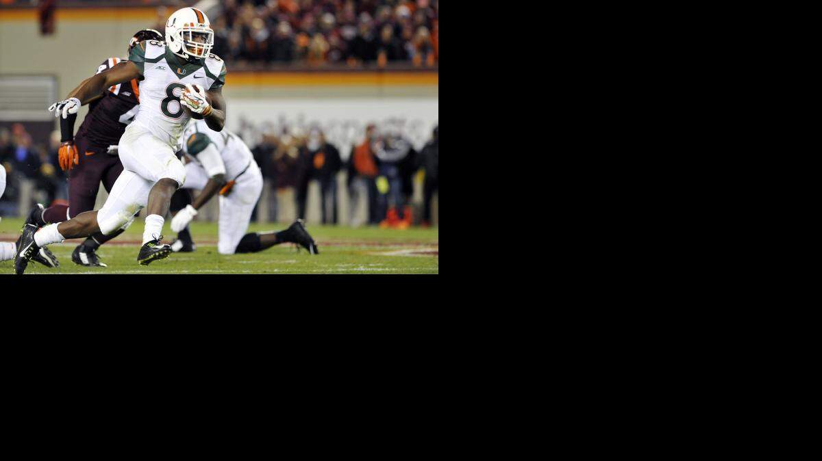 
Rushing to the record books: UM running back Duke Johnson is 252 yards away from breaking Ottis Anderson school record of 3,331-rushing yards set from 1975-78. Anderson said Johnson is among a pantheon of great UM backs who later went to the NFL.
