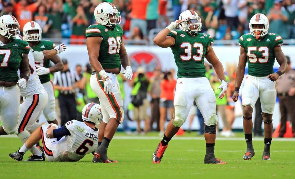 Miami Hurricane leads team in sacks — and nation — in patriotic salutes to his brother
