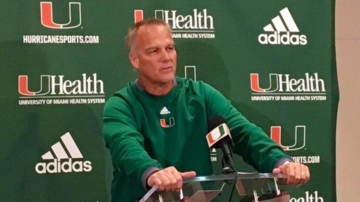 University of Miami coach Mark Richt addresses the media during the 2017 football season.