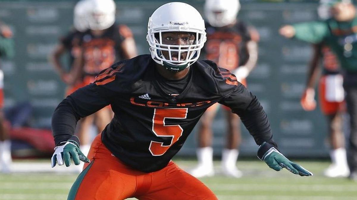 
Weak-side linebacker Jermaine Grace is exepcted to be one of the Miami Hurricanes’ defensive leaders this season. 

