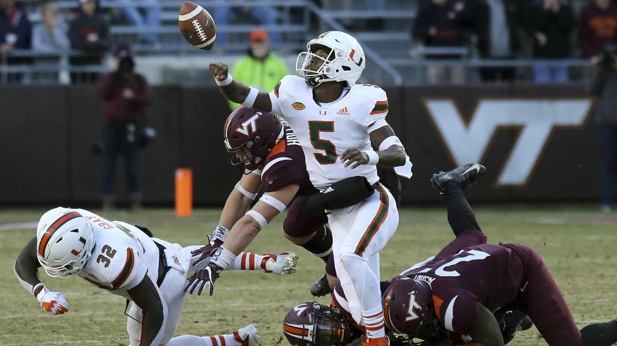 Miami quarterback N’Kosi Perry, who rallied the Hurricanes to a victory at Virginia Tech on Nov. 17, said he has been suspended.