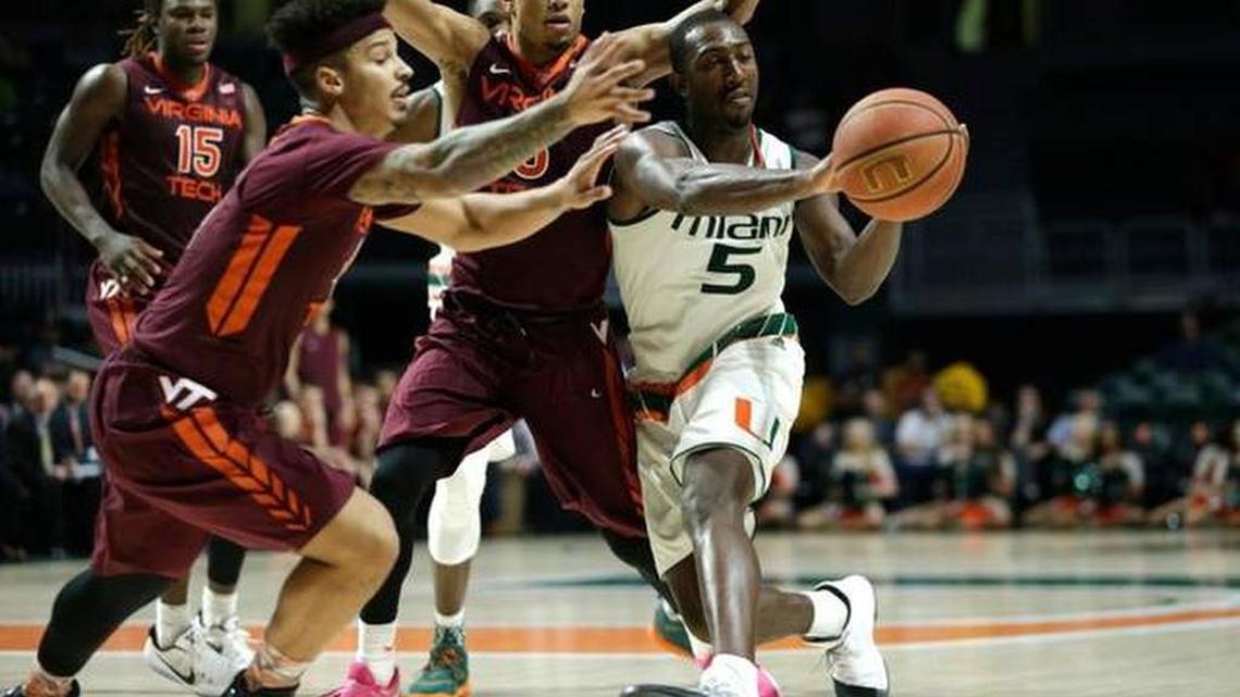 University of Miami guard Davon Reed (5) is projected to be a late second-round pick in the NBA Draft by some experts.